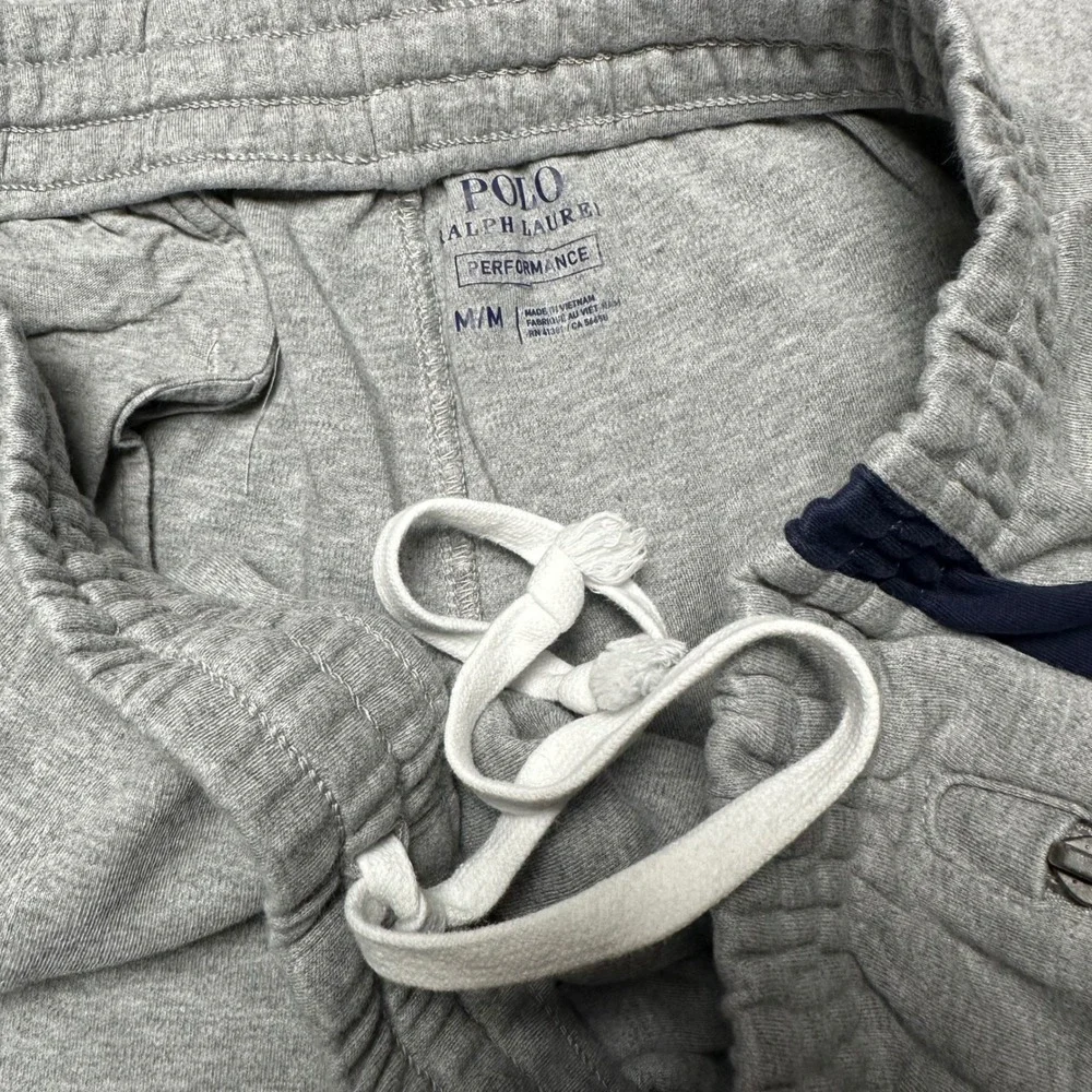 Polo Ralph Lauren Performance Mens Gray Navy Stripe Zipper Pocket Sweatpants M
